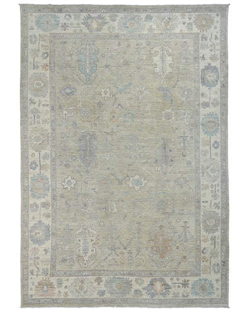 10x14 Gray Oushak Turkish Hand Knotted Soft Wool Area Rug